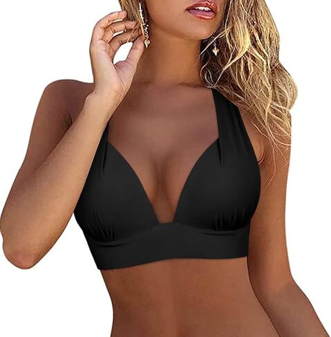 Hilor Women's Push Up Bikini Top Sexy Triangle Top Swimsuit Halter Bathing Suit Swim Tops in Saudi Arabia