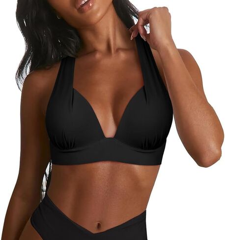 Hilor Women's Push Up Bikini Top Sexy Triangle Top Swimsuit Halter Bathing Suit Swim Tops in Saudi Arabia