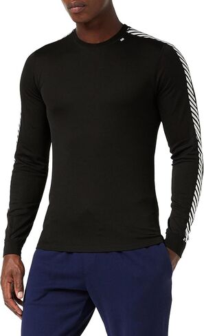 Helly Hansen Men's Standard LIFA Stripe Performance Long Sleeve Crewneck Thermal Baselayer Top, 998 Black, Small in Saudi Arabia