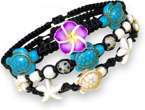 Bracelet Hawaiian Plumeria Flower Sea Turtle Bracelet Turtle Hemp Bracelet in Kuwait