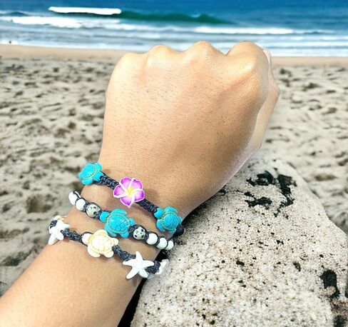 Bracelet Hawaiian Plumeria Flower Sea Turtle Bracelet Turtle Hemp Bracelet in Kuwait