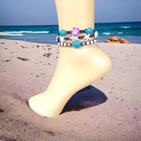 Bracelet Hawaiian Plumeria Flower Sea Turtle Bracelet Turtle Hemp Bracelet in Kuwait