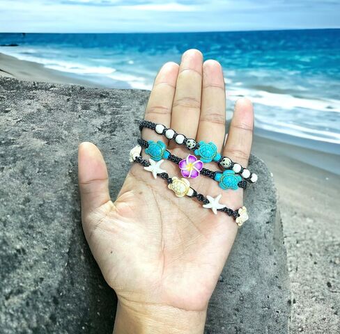 Bracelet Hawaiian Plumeria Flower Sea Turtle Bracelet Turtle Hemp Bracelet in Kuwait