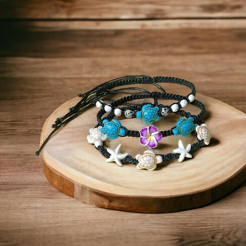 Bracelet Hawaiian Plumeria Flower Sea Turtle Bracelet Turtle Hemp Bracelet in Kuwait