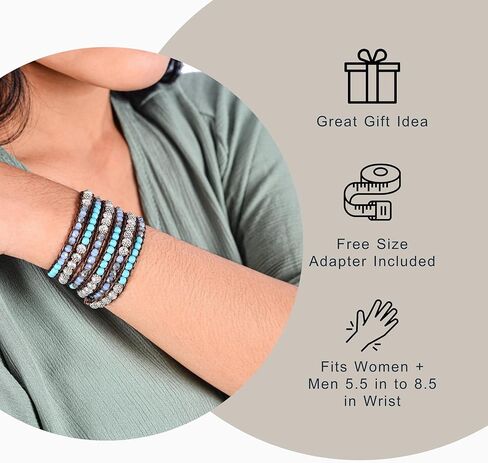 خرز فيروزي ، بلورات السماء ، زنك فضي + بني - سبيريت سبريغ كاي بوهو راب سوار in Kuwait