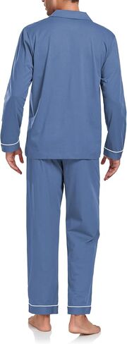 EA'S SECRET Men's 100% Cotton Pajamas Sets Long Sleeve Top and Pants Button Down Sleepwear Loungewear with Pockets S-XL in Saudi Arabia