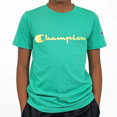 Champion Boys Heritage Short Sleeve Cotton Logo Tee Kids (Heritage Oxford Heather, Medium) in Saudi Arabia