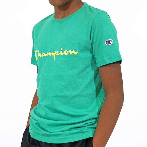 Champion Boys Heritage Short Sleeve Cotton Logo Tee Kids (Heritage Oxford Heather, Medium) in Saudi Arabia