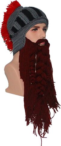 قبعات Kafeimali الأصلية للرجال من Viking Barbarian Knight Beard Hat قبعة صغيرة محبوكة in Kuwait