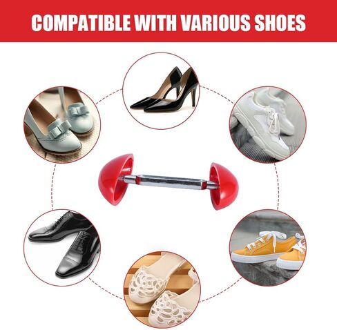 زوجان من ممادات الأحذية الصغيرة للأقدام العريضة مع حقيبة تخزين قابلة للتعديل وموسع الأحذية غير قابل للانزلاق لأقدام واسعة للنساء والرجال (أحمر) in Kuwait