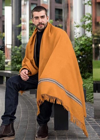 ليكماري وشاح كبير للرجال - وشاح شتوي - وشاح صوف ميرينو للرجال - وشاح بطانية - بطانية سفر - وشاح كبير - منسي in Kuwait