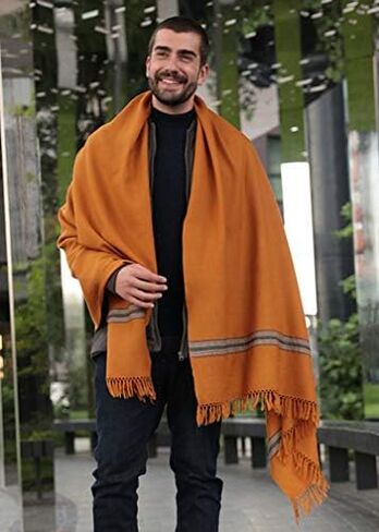 ليكماري وشاح كبير للرجال - وشاح شتوي - وشاح صوف ميرينو للرجال - وشاح بطانية - بطانية سفر - وشاح كبير - منسي in Kuwait