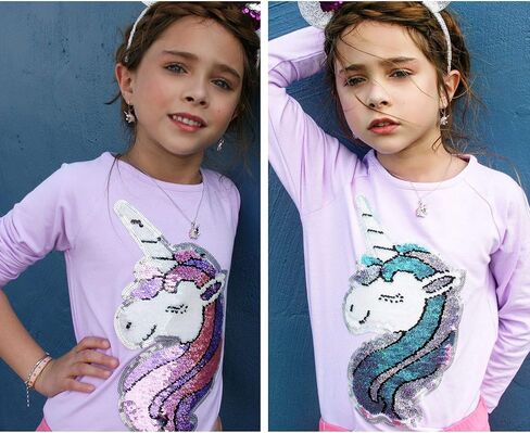 HH Family Unicorn Shirts for Girls Flip Sequin Kids Top Tee Clothes in Kuwait