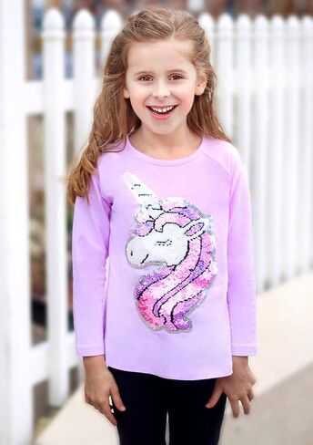 HH Family Unicorn Shirts for Girls Flip Sequin Kids Top Tee Clothes in Kuwait