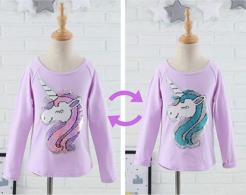 HH Family Unicorn Shirts for Girls Flip Sequin Kids Top Tee Clothes in Kuwait