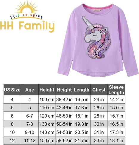 HH Family Unicorn Shirts for Girls Flip Sequin Kids Top Tee Clothes in Kuwait