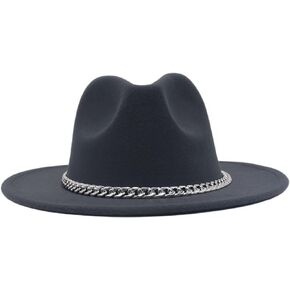 Faringoto Fashion Wide Brim Felt Fedora Hat for Women Autumn Winter Men Panama