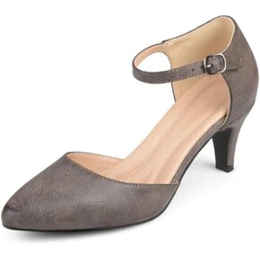Journee Collection Womens Comfort Sole Pumps Almond Toe Ankle Strap D'Orsay Heels in Saudi Arabia