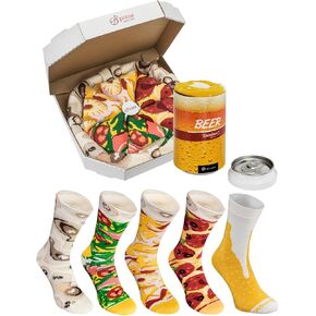 Rainbow Socks - Men Women Funny Pizza and Beer Box Gift - 5 Pairs in Saudi Arabia