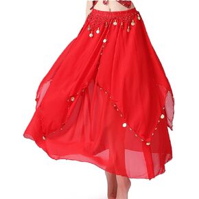 TWINKLEDE Women Belly Dance Skirts Chiffon Swing Skirt with Cion Indian Dance Costume for Women in Saudi Arabia