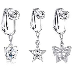 gofidin 3PCS Faux Fake Belly Ring Fake Belly Piercing Non Piercing Navel Ring Belly Button Cartilage Clip on Earrings Body Jewelry