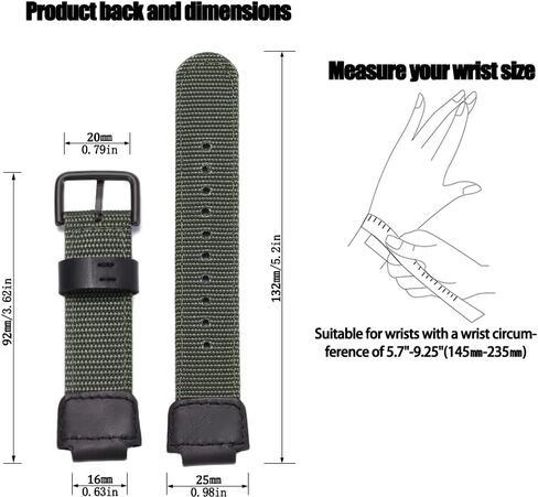 16mm g shock Replacement Strap Compatible with Casio GA100 110 120 700 2100 DW5600 6900 AWG-M100 GW9400 Nylon Leather Bracelet Watch Band Watch Accessories in Saudi Arabia