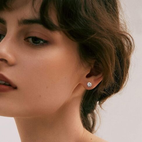 Ringcal 6 أزواج من أقراط الفولاذ المقاوم للصدأ مجموعة هيبوالرجينيك مكعب زركونيا 14K الذهب الأبيض تشيكوسلوفاكيا أقراط للنساء in Kuwait
