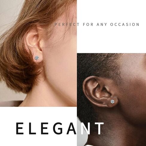 Ringcal 6 أزواج من أقراط الفولاذ المقاوم للصدأ مجموعة هيبوالرجينيك مكعب زركونيا 14K الذهب الأبيض تشيكوسلوفاكيا أقراط للنساء in Kuwait