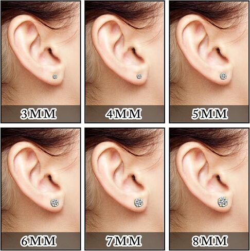 Ringcal 6 أزواج من أقراط الفولاذ المقاوم للصدأ مجموعة هيبوالرجينيك مكعب زركونيا 14K الذهب الأبيض تشيكوسلوفاكيا أقراط للنساء in Kuwait
