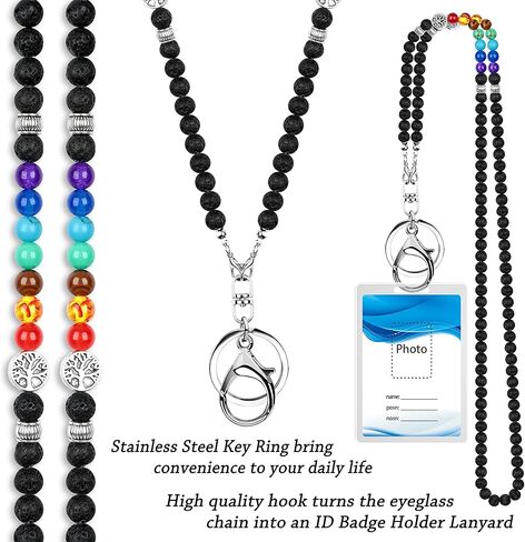 سلسلة نظارات Ucharmbead للنظارات الشمسية وحزام شاكرا جوهرة حجر مطرز بقناع وحبل قناع الوجه وقلادة للنساء والرجال in Kuwait