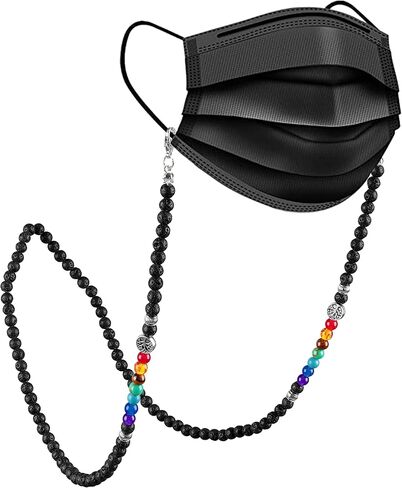 سلسلة نظارات Ucharmbead للنظارات الشمسية وحزام شاكرا جوهرة حجر مطرز بقناع وحبل قناع الوجه وقلادة للنساء والرجال in Kuwait