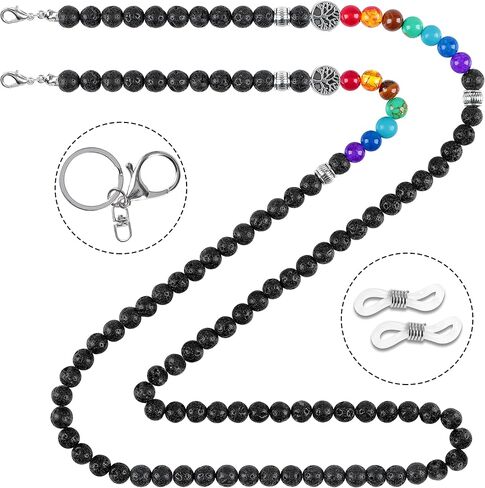 سلسلة نظارات Ucharmbead للنظارات الشمسية وحزام شاكرا جوهرة حجر مطرز بقناع وحبل قناع الوجه وقلادة للنساء والرجال in Kuwait