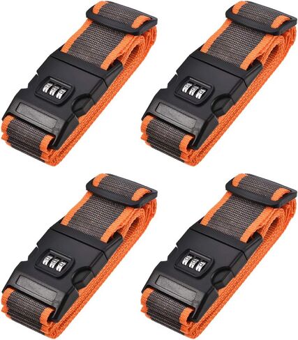 uxcell Luggage Straps Suitcase Belts with Buckle, Combination Lock, 2Mx5cm Adjustable PP Travel Packing Accessories, Blue Gray 4Pcs in Saudi Arabia