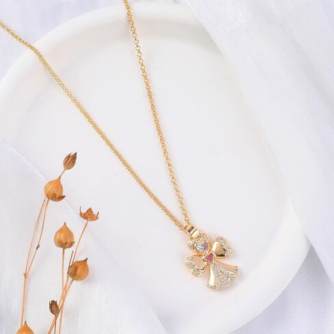 Gold Pendant Necklace, Flower Rudder Compass Necklace for Women Girls, Four Leaf Clover Saturn Moon Star Gold Plated Chain Dainty Necklaces Trendy Jewelry Packaging Wedding Anniversary Birthday Gift for Her in Saudi Arabia