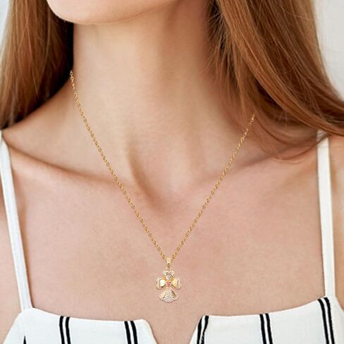 Gold Pendant Necklace, Flower Rudder Compass Necklace for Women Girls, Four Leaf Clover Saturn Moon Star Gold Plated Chain Dainty Necklaces Trendy Jewelry Packaging Wedding Anniversary Birthday Gift for Her in Saudi Arabia