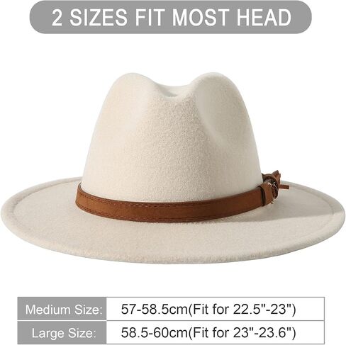 Lanzom النساء والرجال ريترو ستايل واسعة حافة بنما قبعة حزام مشبك قبعة فيدورا من الصوف in Kuwait
