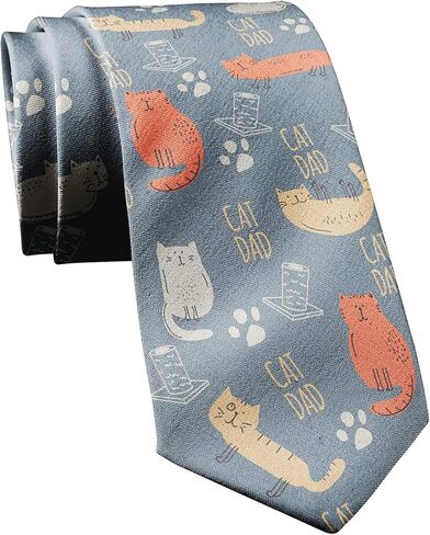 Crazy Dog T-Shirts Cat Dad Necktie Funny Gift For Pet Kitty Aniaml Lover Graphic Novelty Formalwear in Saudi Arabia
