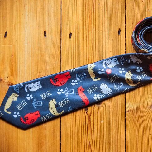 Crazy Dog T-Shirts Cat Dad Necktie Funny Gift For Pet Kitty Aniaml Lover Graphic Novelty Formalwear in Saudi Arabia