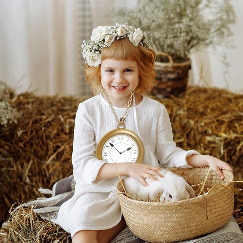 Fuyamp 2 قطعة قلادة ساعة ذهبية ضخمة على شكل أرنب أبيض على مدار الساعة الهيب هوب مغني الراب على مدار الساعة قلادات على شكل أرنب أبيض إكسسوارات أزياء لعيد الفصح وحفلات الهالوين in Kuwait