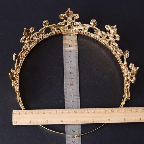 تاج FF كامل دائري للرجال التاج الإمبراطوري من العصور الوسطى فلور دي ليز ذهبي الملك للحفلات, Large (Pack of 1), حجر الراين in Kuwait