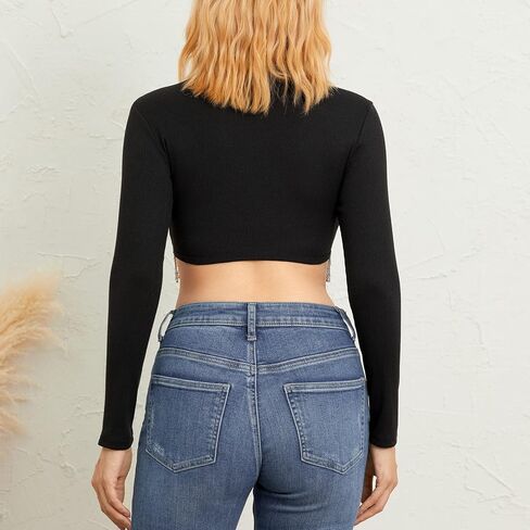 Women Rhinestone Fringe Crop Top Vest Crew Neck Going Out Tops in Kuwait