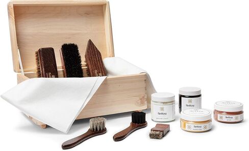 Lettro Box Complete Leather Care Kit, Shoe Care Set for Leather Boots and Shoes, Horsehair Brush Set and Leather Cleaning Kit with Gift Box in Saudi Arabia