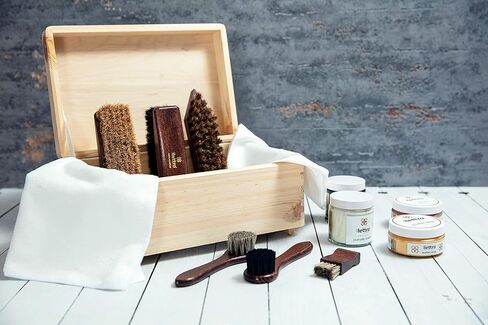 Lettro Box Complete Leather Care Kit, Shoe Care Set for Leather Boots and Shoes, Horsehair Brush Set and Leather Cleaning Kit with Gift Box in Saudi Arabia