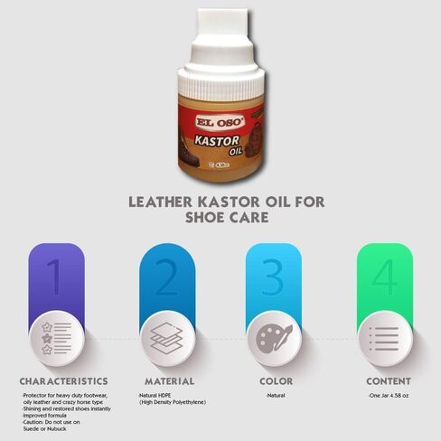 El Oso - Leather Kastor Oil For Shoe Care , Leather Oil, lubricate Leather , soften and resist moisture, Leather Conditioner, 4.58 OZ in Kuwait
