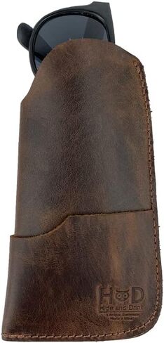 Hide & Drink, Rustic Sunglasses Case & Wallet Handmade from Full Grain Leather in Saudi Arabia