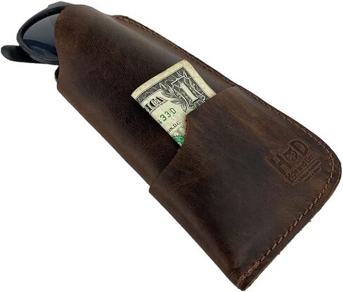 Hide & Drink, Rustic Sunglasses Case & Wallet Handmade from Full Grain Leather in Saudi Arabia
