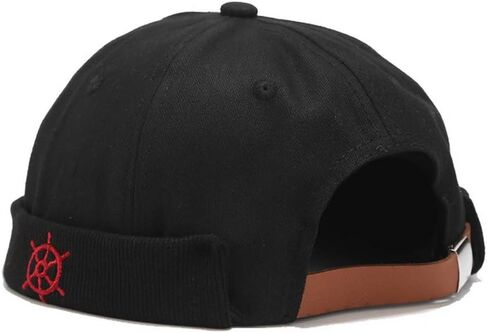 Zegoo Rudder Embroidery Pattern Sailor Cap Rolled Cuff Retro Brimless Hat in Kuwait