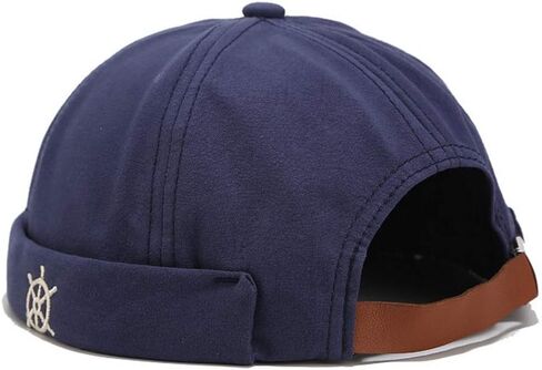 Zegoo Rudder Embroidery Pattern Sailor Cap Rolled Cuff Retro Brimless Hat in Kuwait