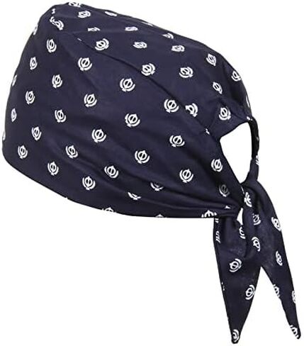 BISMAADH Bamboo Cotton Sikh Symbol Khanda Printed Patka Durag Headcover Skull Cap Beanies in Saudi Arabia