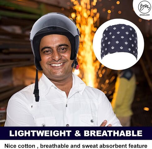BISMAADH Bamboo Cotton Sikh Symbol Khanda Printed Patka Durag Headcover Skull Cap Beanies in Saudi Arabia